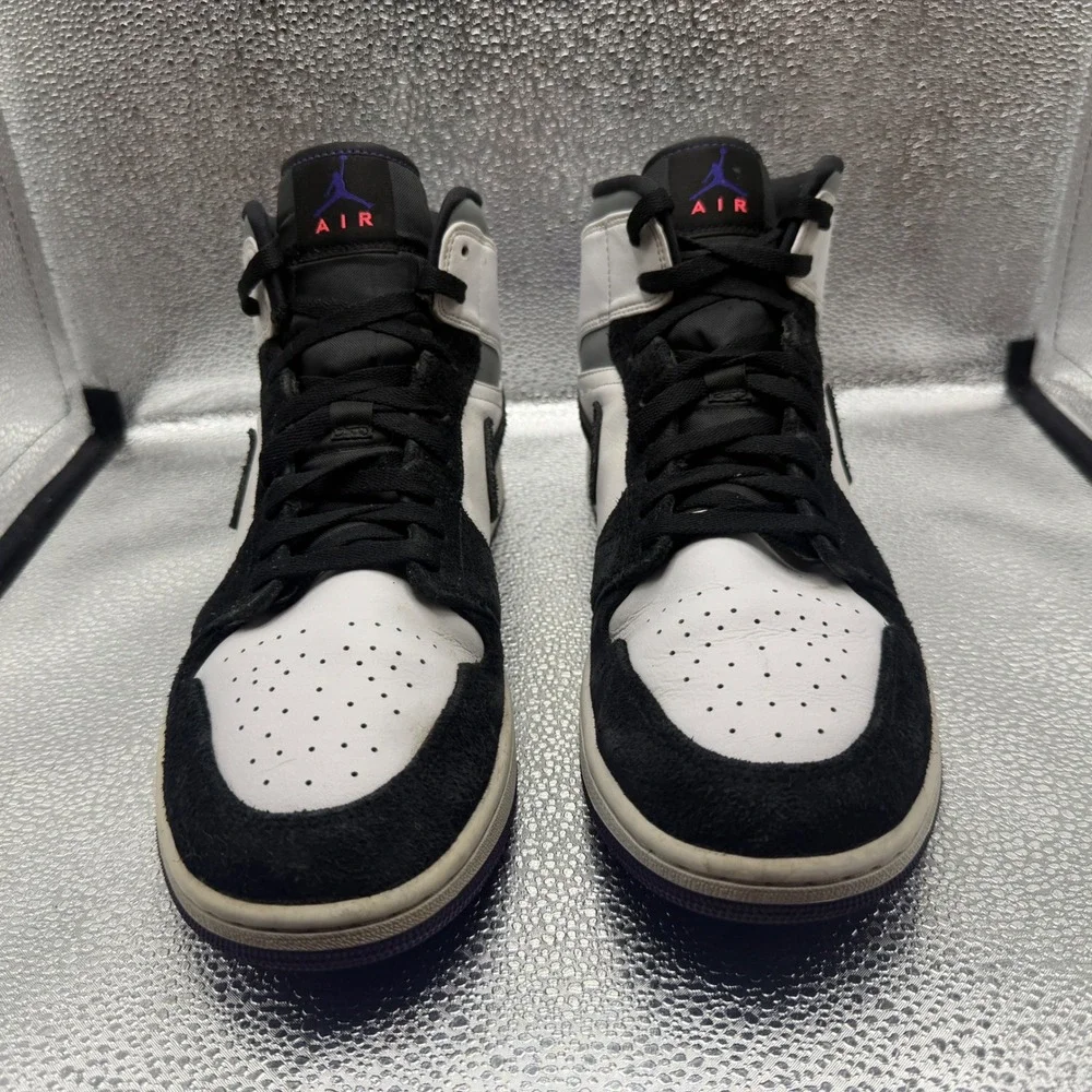 Size 12.5 Jordan 1 Mid SE Union Royal Mens White Black Purple Excellent Suede